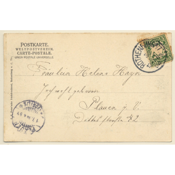 Rothenburg ob der Tauber: Partie an der alten Burg (Vintage PC 1904)