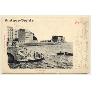 Napoli: Via Partenope / posted to PEKING - CHINA (Vintage PC 1907)