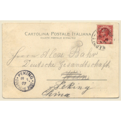 Napoli: Via Partenope / posted to PEKING - CHINA (Vintage PC 1907)