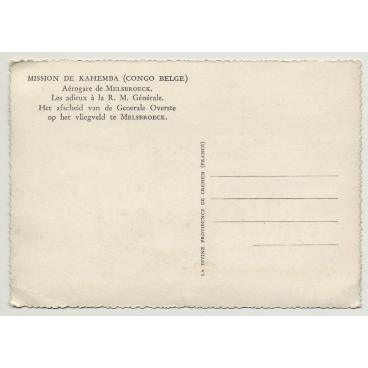 Mission De Kahemba (Congo Belge) At Melsbroeck Airport / Sabena (Vintage Postcard B/W)