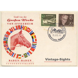 Galopprennbahn Iffezheim 1962 Baden Galopp (Vintage PC)
