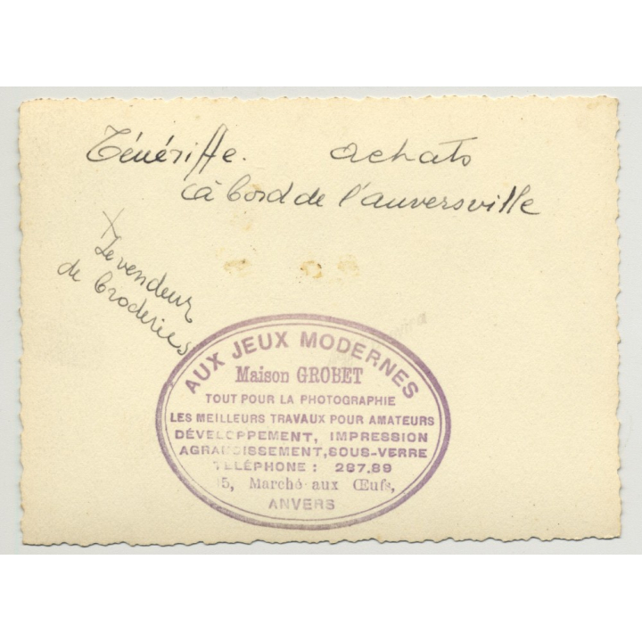 S.S.Anversville / Tenerife: People Buying Broderies (Vintage Photo: Grobet B/W 1933)