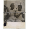Great Shot Of 3 Young Senegalese Girls Doing Embroderie (Vintage Photo B/W ~1950s)