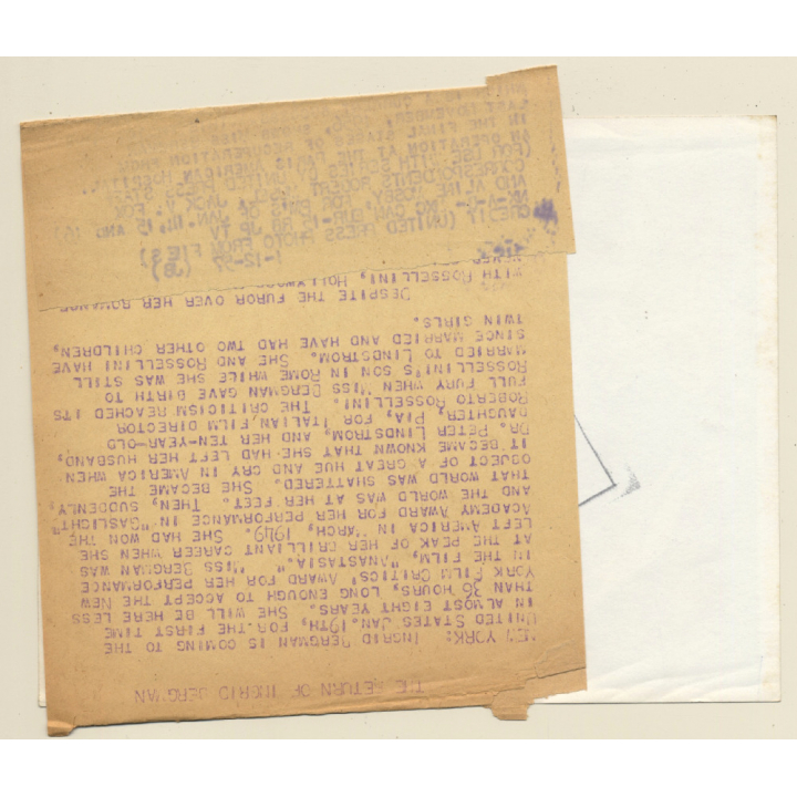 Ingrid Bergman Preparing her Role in 'Tea in Sympathy'(Vintage Press Phot0 1956)