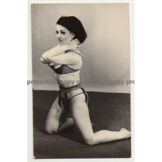 Slim Semi Nude W. Suspenders / Pale - Eyes (Vintage Photo B/W ~1950s)