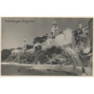 Lopar - Rab / Croatia: Beach Shore - Church (Vintage RPPC 1937)
