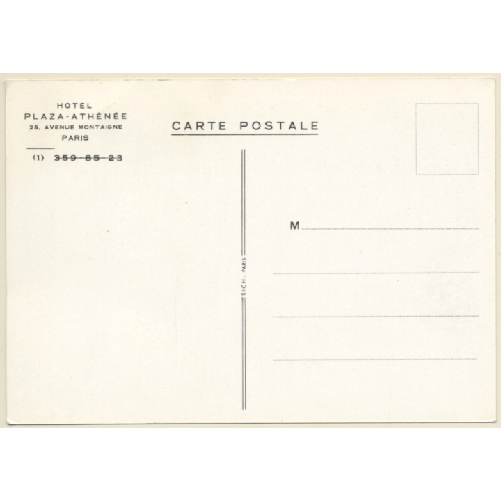 Paris / France: Hotel Plaza Athénée (Vintage PC ~1960s/1970s)