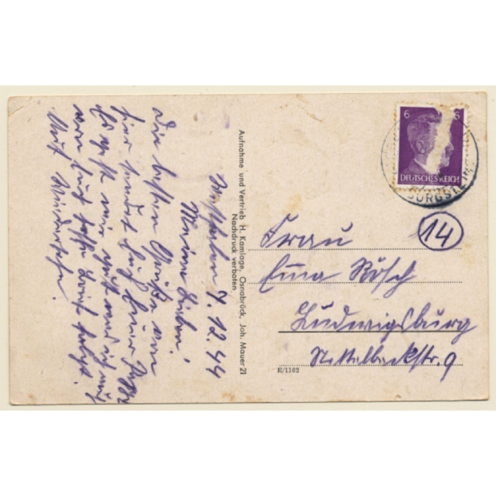 Ochtrup / Germany: Bahnhofstrasse & Kirche / Gebr. Ten Brink (Vintage PC ~1930s/1940s)