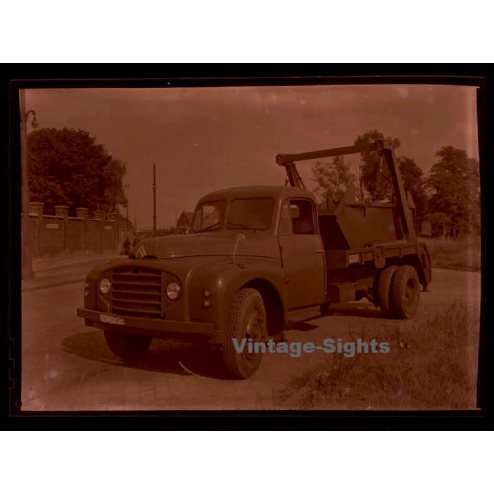 Bennes Marrel Tourcoing: Citroen Typ 55 Dump Truck / Camion (Large Vintage Photo Negative ~1950s)
