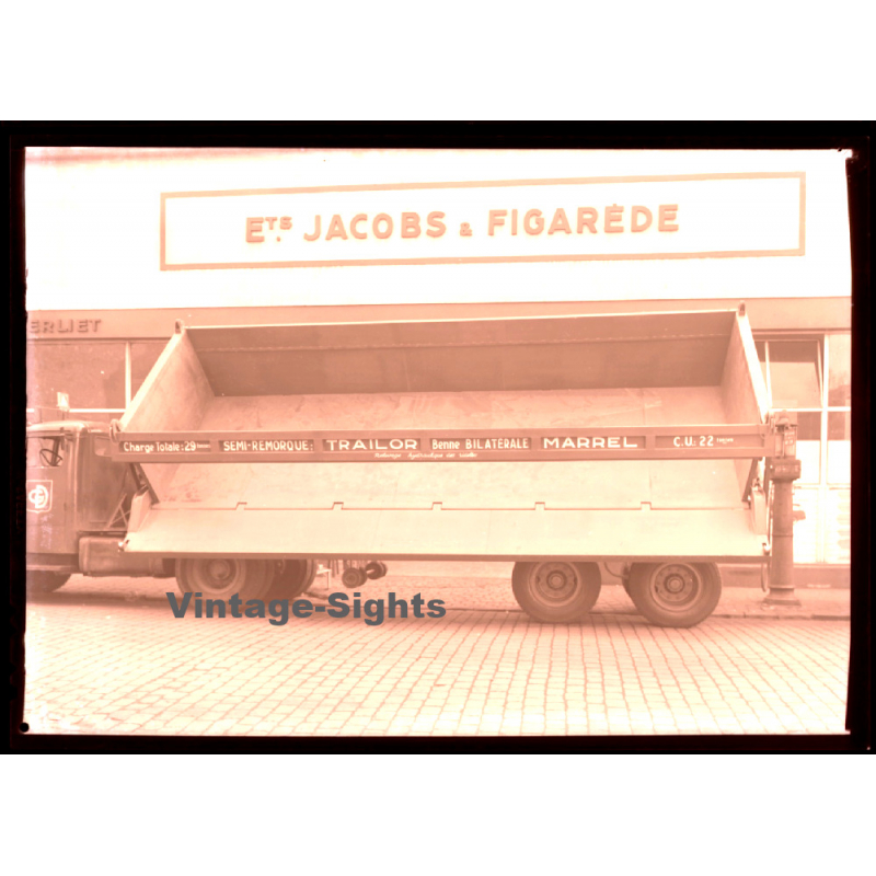 Berliet Stradair Benne Side Dumper / Semi Remorque (Large Vintage Photo Negative ~1950s/1960s)