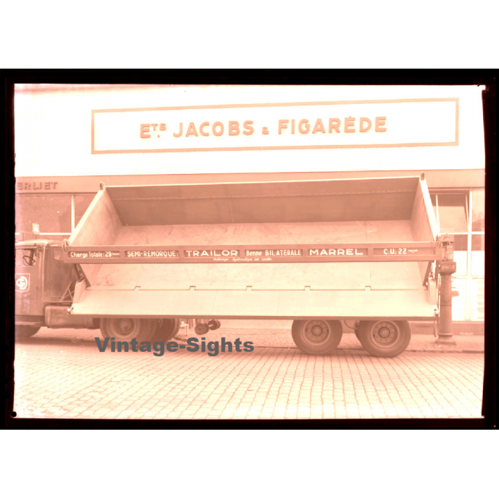 Berliet Stradair Benne Side Dumper / Semi Remorque (Large Vintage Photo Negative ~1950s/1960s)