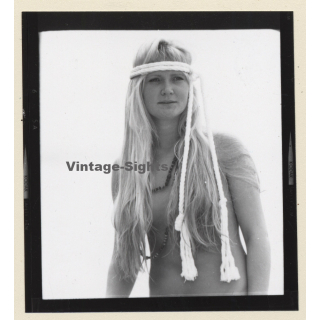 Erotic Study: Natural Slim Blonde Nude*1 / Headband (Vintage Contact Sheet Photo 1970s/1980s)