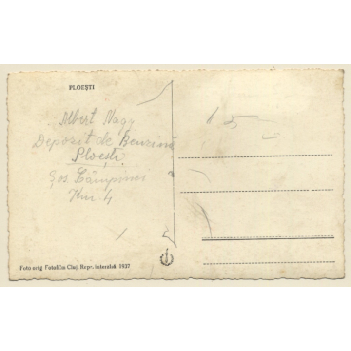 Ploiesti / Romania: Primaria eu Gradina - City Hall (Vintage RPPC 1937)