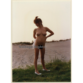 Erotic Study: Cheeky Nude Redhead On Baltic Sea Beach*2 (Vintage Photo 18 x 13 CM  ~1990s)