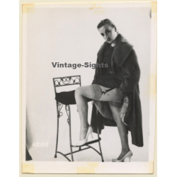 Erotic Study: Cheeky Brunette Undressing *2 / Nylons - Suspenders (Vintage Photo ~1950s)