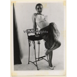 Erotic Study: Cheeky Brunette Undressing *4 / Bra (Vintage Photo ~1950s)