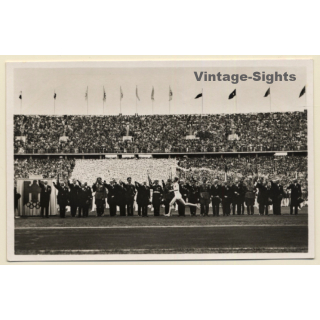Berlin / Germany: Olympic Games 1936 Torch Bearer In Stadium (Vintage RPPC)