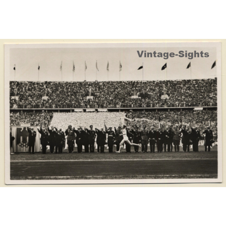Berlin / Germany: Olympic Games 1936 Torch Bearer In Stadium (Vintage RPPC)