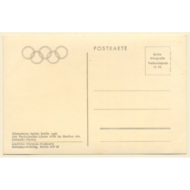 Berlin / Germany: Olympic Games 1936 Torch Bearer In Stadium (Vintage RPPC)