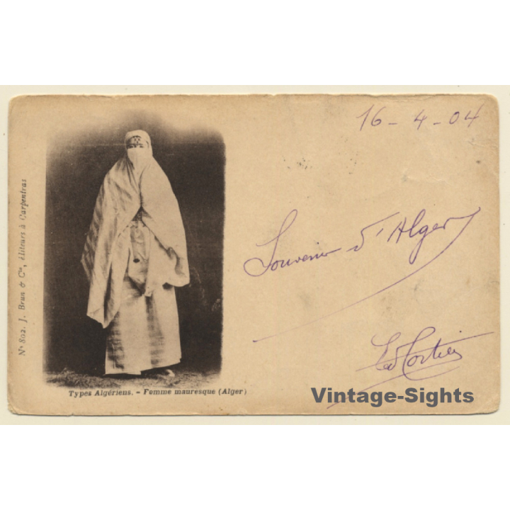 Algeria: Femme Mauresque - Veiled Moorish Woman / Ethnic (Vintage PC 1904)