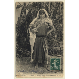 Tunisia: Femme Bedouine Avec Son Enfant / Ethnic (Vintage PC 1909)