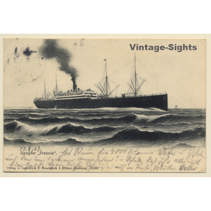 Dampfer SS Pretoria  / Steamer (Vintage PC 1903)