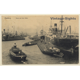 Hamburg Hafen: Dampfschiff Ehrenfels  (Vintage PC 1913)