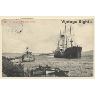 Egypt: B.L. in the Suez Canal / Steamer (Vintage PC 1909)