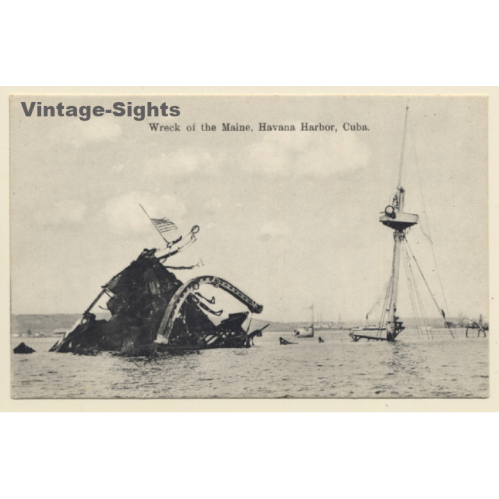 Cuba: Wreck Of The USS Maine, Havana Harbor (Vintage PC 1900s/1910s)