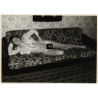 Erotic Study: Busty Semi Nude On Couch*1 / Tan Lines - Wallpaper (Vintage Photo GDR ~1980s)