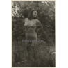 Erotic Study: Brunette Nude Posing In Forest (Vintage Photo GDR ~1980s)