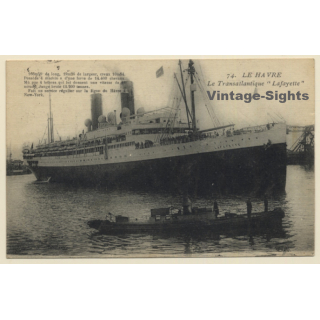Le Havre: Le Transatlantique SS Lafayette / Paquebot (Vintage PC 1920)