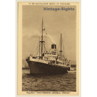 Paquebot Gouverneur Général Tirman / Steamship (Vintage PC ~1910s/1920s)