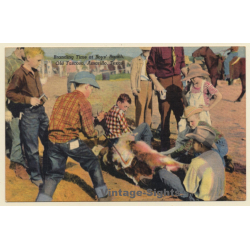 Old Tascosa, Amarillo / Texas: Branding Tme At Boys' Ranch (Vintage Linen PC ~1930s/1940s)