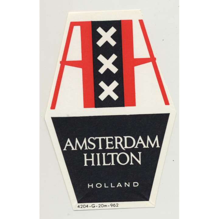 Hilton Amsterdam Hotel / Holland (Vintage Luggae Label ~1960s)