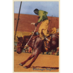 Oklahoma Prison Rodeo: Native American Inmate On Horse (Vintage PC ~1950s)