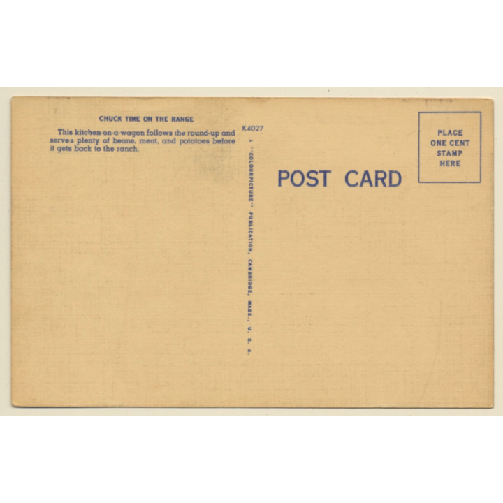 Wild West: Chuck Time On The Range / Cowboys (Vintage Linen PC ~1940s)