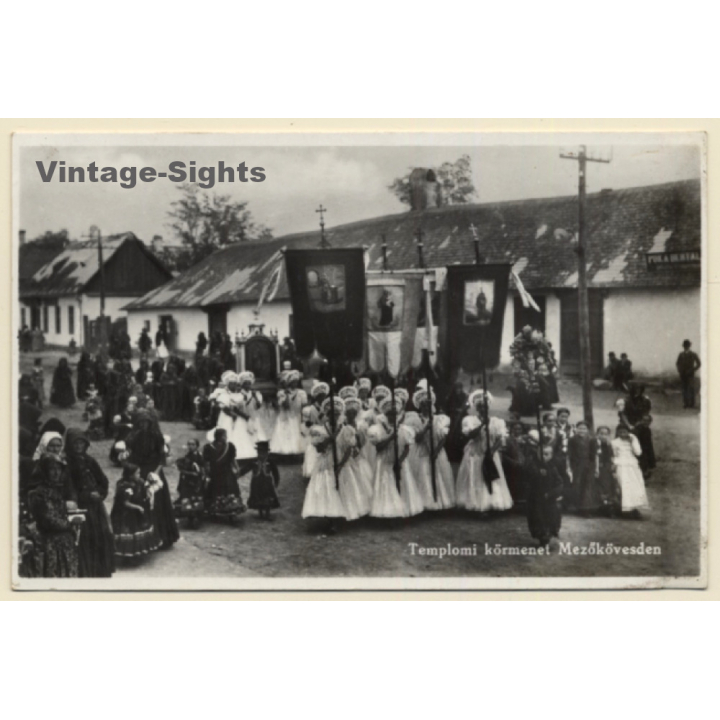 Mezökövesd / Hungary: Religious Procession (Vintage RPPC)
