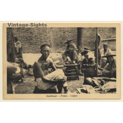 Beijing / China: Native Street Hairdresser (Vintage PC ~1910s)
