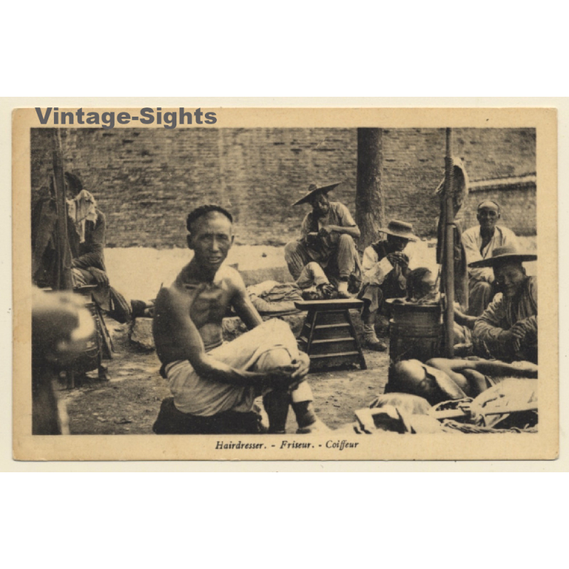 Beijing / China: Native Street Hairdresser (Vintage PC ~1910s)