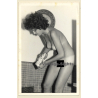 Erotic Study: Natural Nude Curlyhead About To Get Dressed / Tan Lines (Vintage Photo ~1950s/1960s)