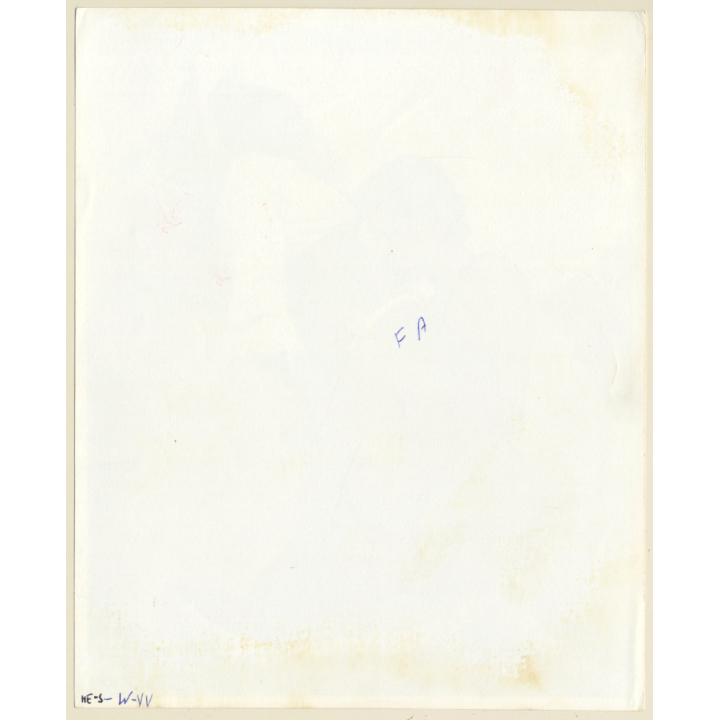 Erotic Study: Handsome Man Embraces Semi Nude Dark-Skinned Beauty (Vintage Photo KORENJAK 1970s/1980s)