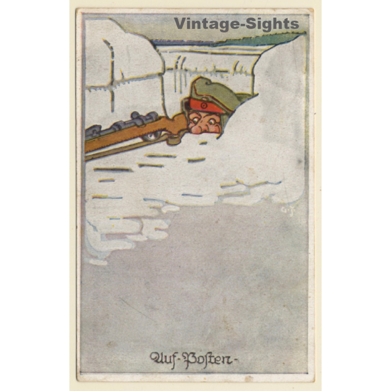 WW1: Auf Posten / Soldier On Post - Humor (Vintage PC 1917)