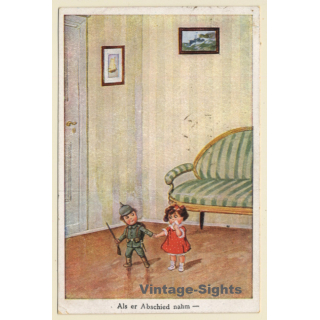 WW1: Als Er Abschied Nahm / Child Soldier (Vintage PC 1918)