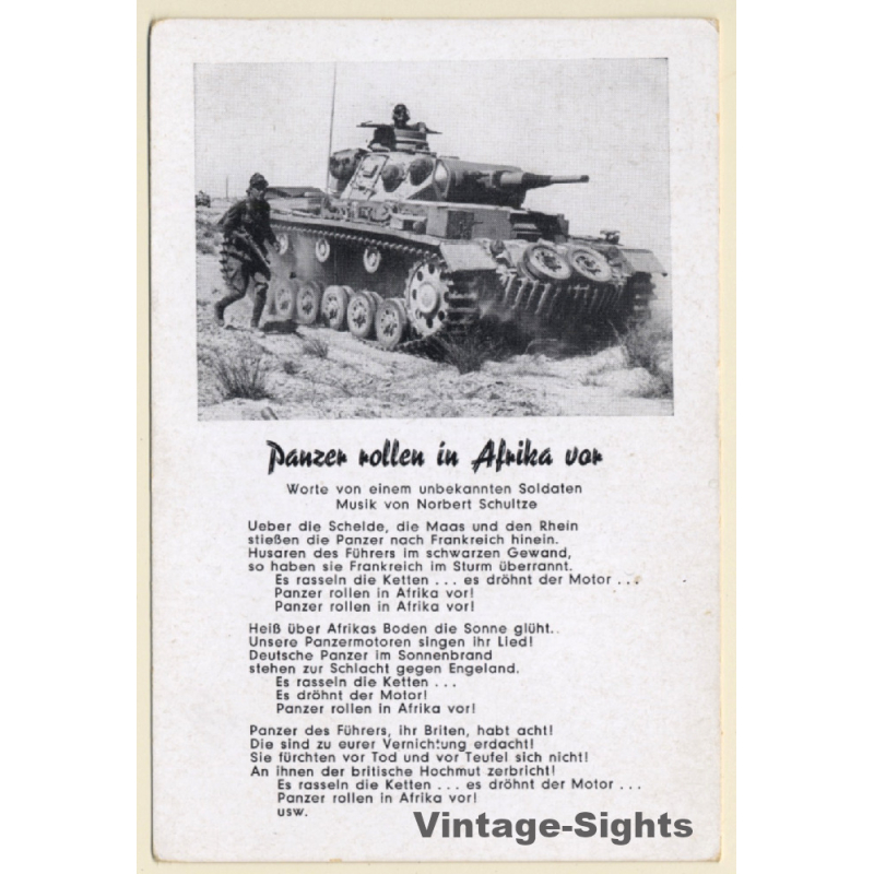 WW2: Panzer Rollen In Afrika Vor / Wehrmacht - Tank (Vintage PC 1930s/1940s)