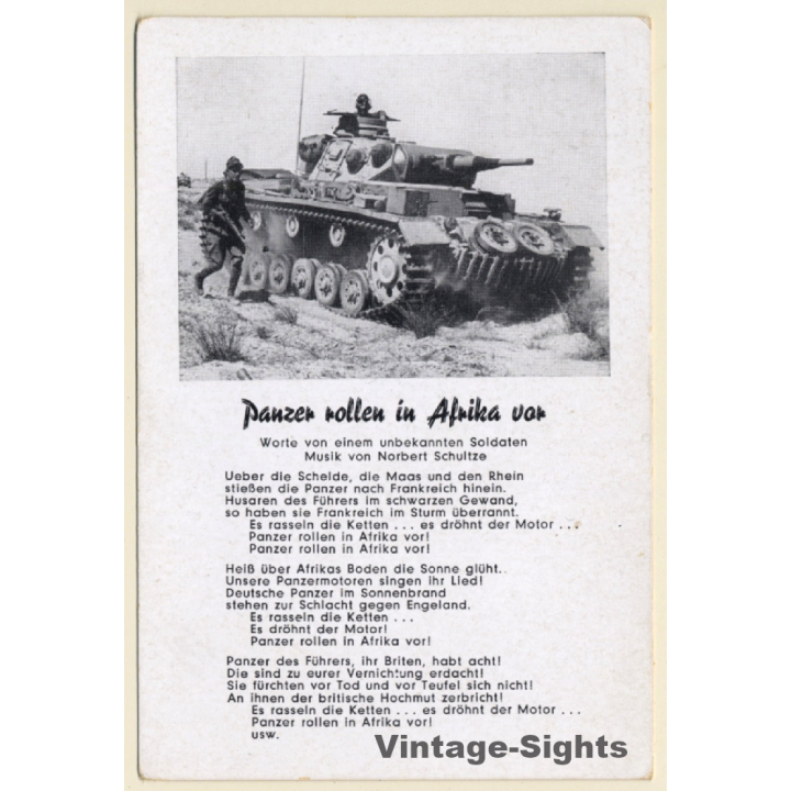 WW2: Panzer Rollen In Afrika Vor / Wehrmacht - Tank (Vintage PC 1930s/1940s)