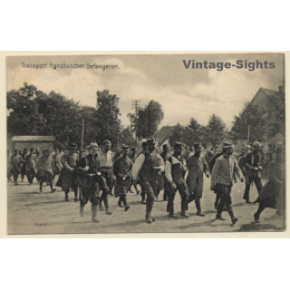 WW1 / Munster an der Örtze: Transport Französicher Gefangener (Vintage PC 1914)