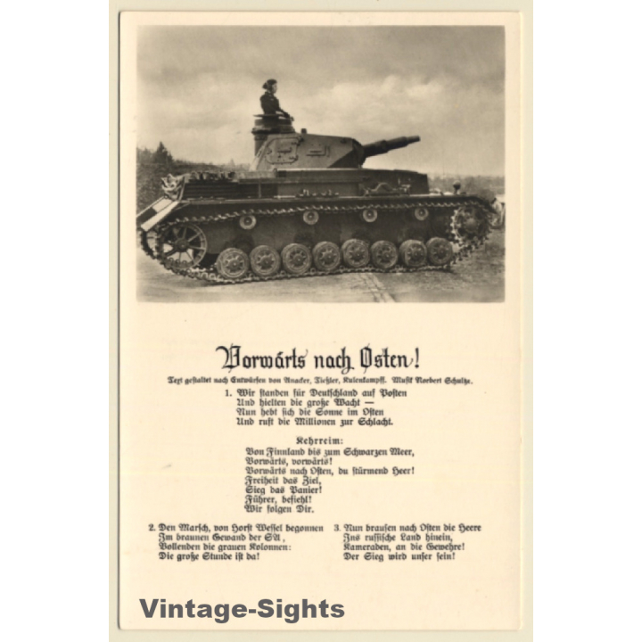 WW2: Kurzrohr Panzer Wehrmacht / Vorwärts Nach Osten (Vintage RPPC 1930s/1940s)