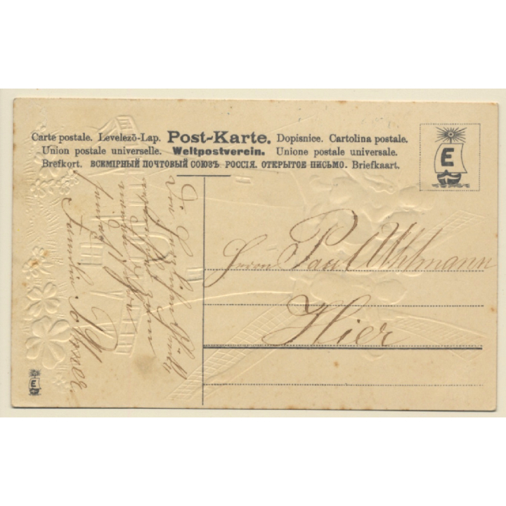 Glückliches Neujahr: Dutch Kids On Windmill (Vintage PC ~1910s)