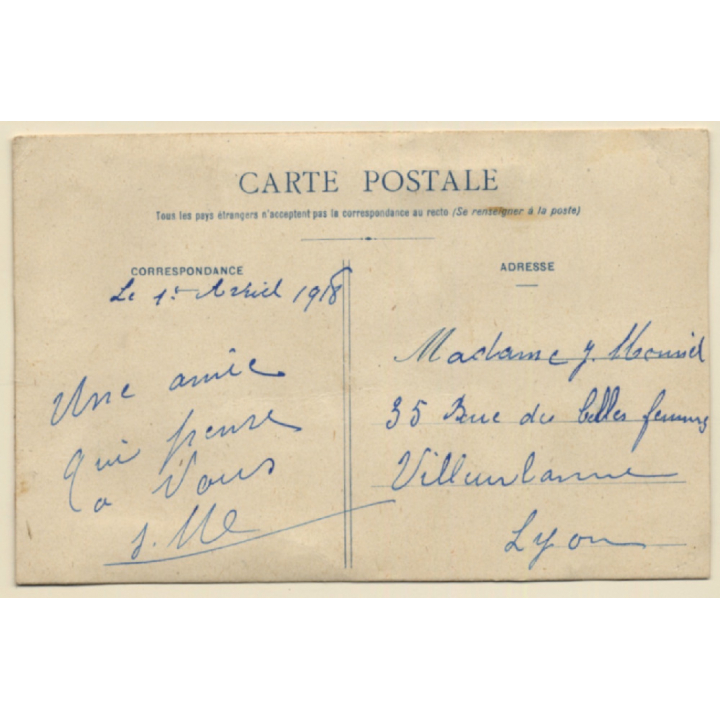 1er Avril: Flowers & Fish (Vintage Embroidered PC 1918)